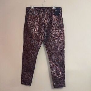 New Banana Republic Women's Size 32 metallic leopard print mid-rise skinny jeans